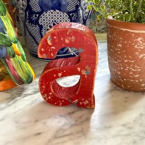 Vintage style, rustic small wood letter “a” wall hang or set on desk or table